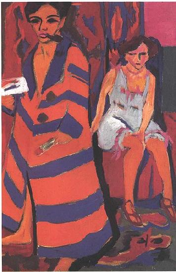 Ernst Ludwig Kirchner Selfportrait with model oil painting picture